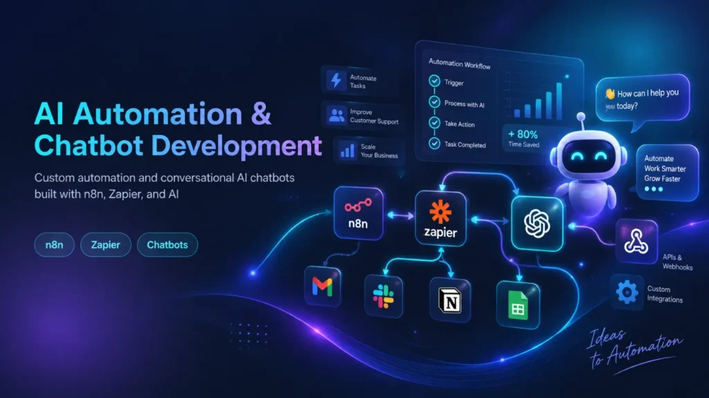 AI automation and chatbot development with n8n, Zapier and OpenAI